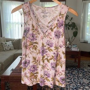 American Eagle Purple Floral Sleeveless Tank
